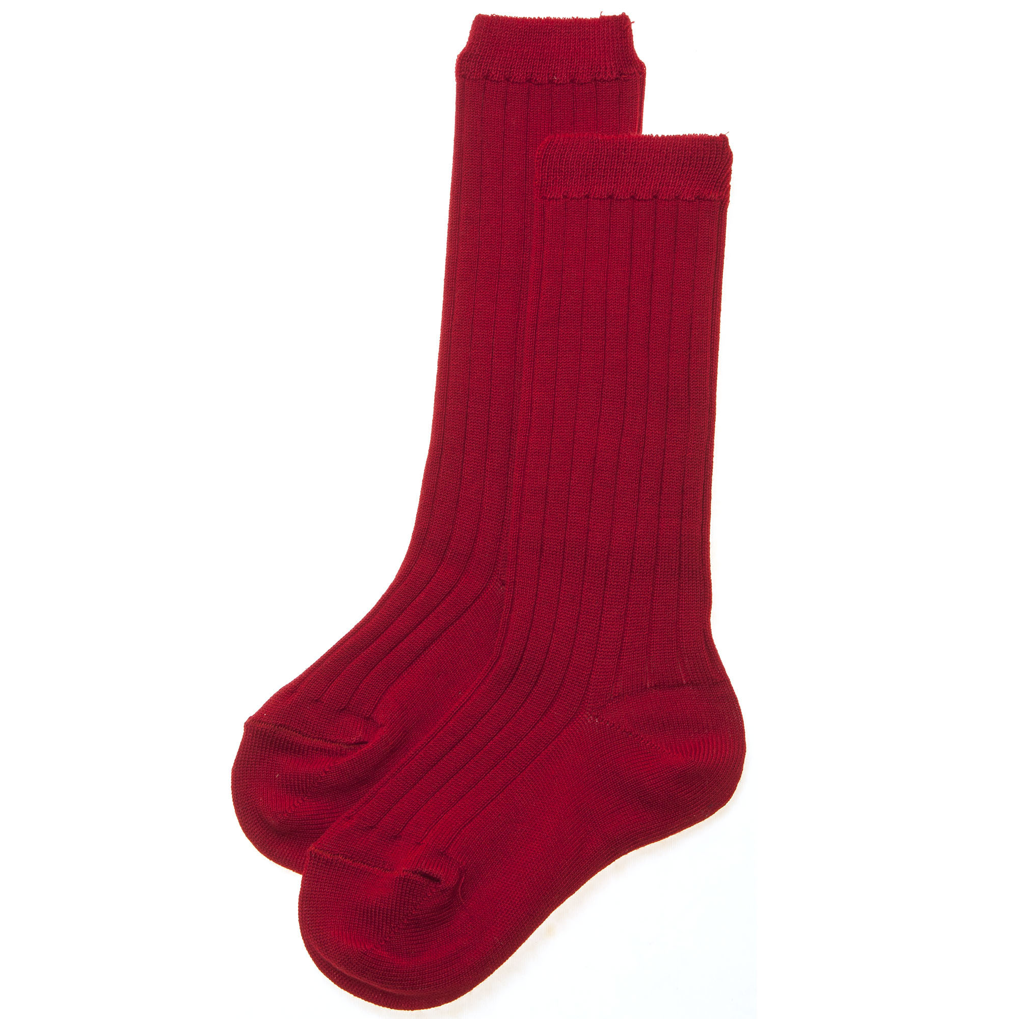 Knee High Socks in Red With Fine Rib Pattern Cachet Kids