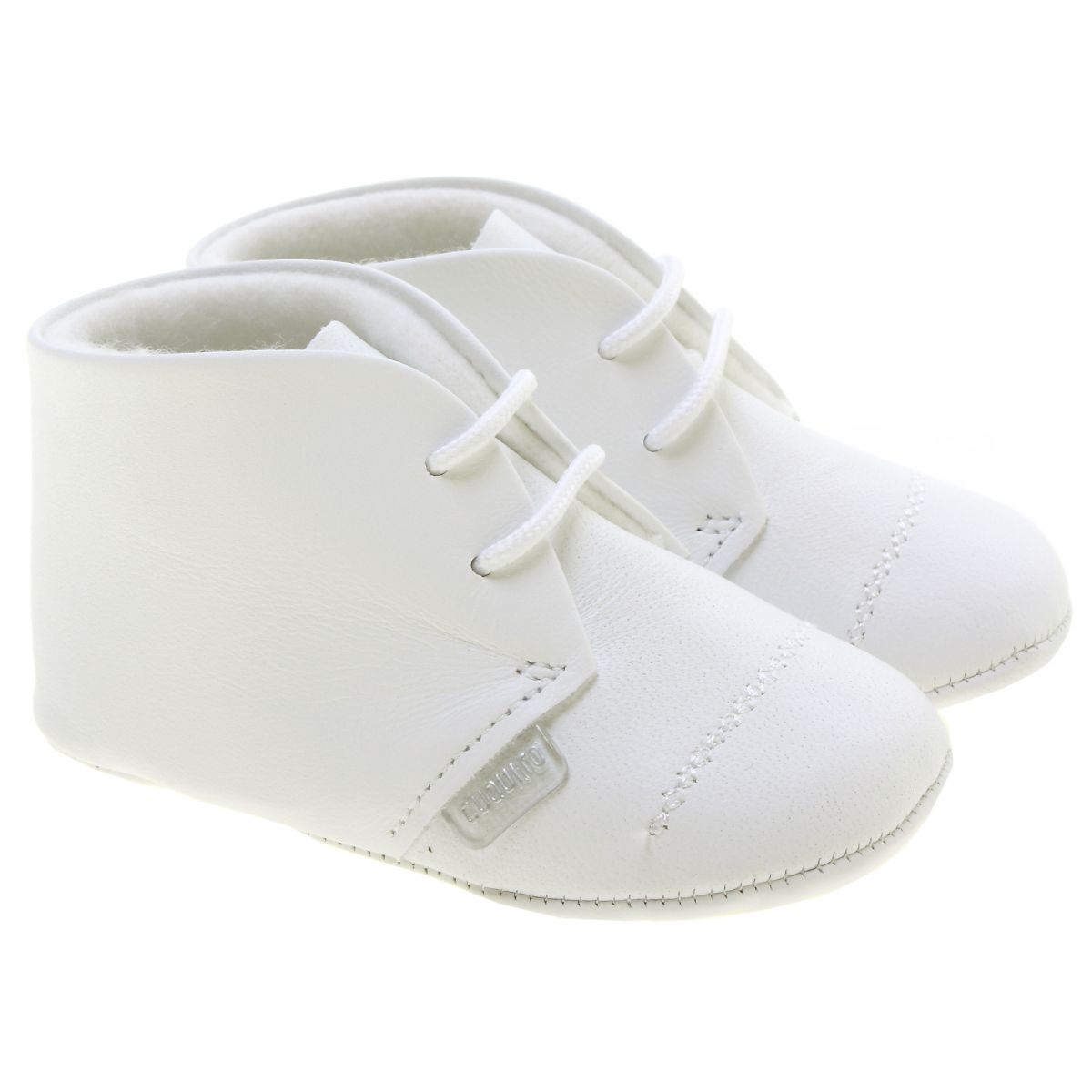 Baby Boys White Shoes In Leather Made in Spanish Cachet Kids