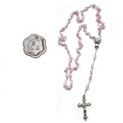 Pink Rosary First Holy Communion Gift In A Clear Case