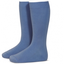 Soft Condor Knee High French Blue Plain Socks Made in Spain