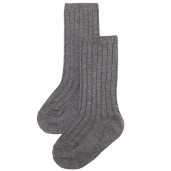 Knee High Ribbed Socks In Grey For Boys And Girls Spanish Socks