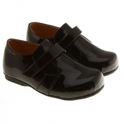 Infant Boys Smart Dress Shoes In Black With Velcro Fastening
