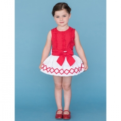 Sale Dolce Petit Girls Red Frilly Top White Skirt Outfit
