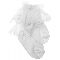 Baby Girls White Frilly Socks