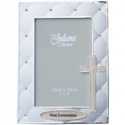Diamante Studs Silver Plated First Communion Picture Frame Gift Boxed