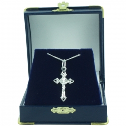 Communion Pendant Necklace Annulet Crucifix In Navy Gift Box