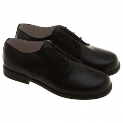 Hand made junior boys black leather shoes