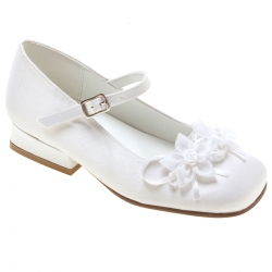 Girls First Holy Communion Shoes With 2 Flowers