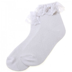 Abigail Lace Babies And Bigger Girls Ivory Off White Frilly Socks