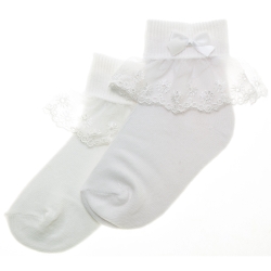 Sunflowers Lace Girls White Frilly Lace Socks
