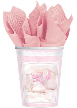Pack of 8 Pink Christening Party Cups