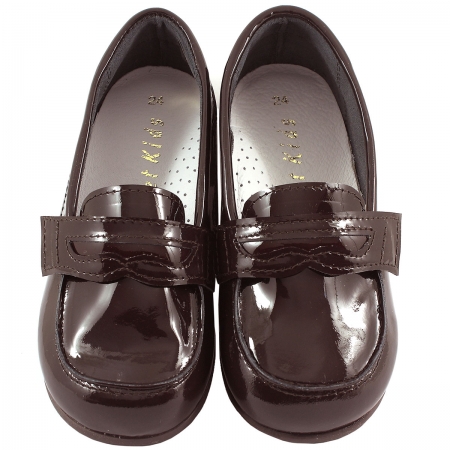 Chocolate Brown Patent Loafer Shoes #2