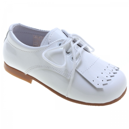 Boys White Patent Shoes With Removable Fringe