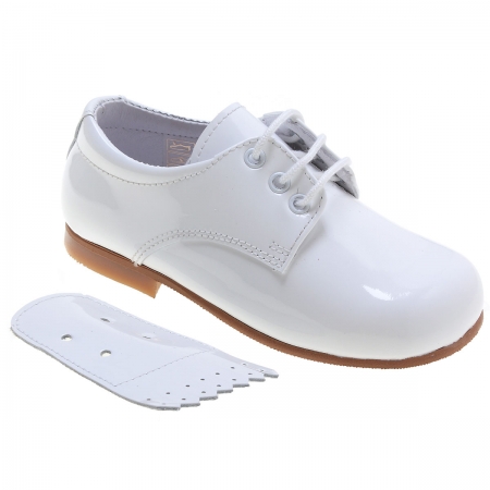 Boys White Patent Shoes With Removable Fringe #2
