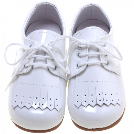Boys White Patent Shoes With Removable Fringe #4