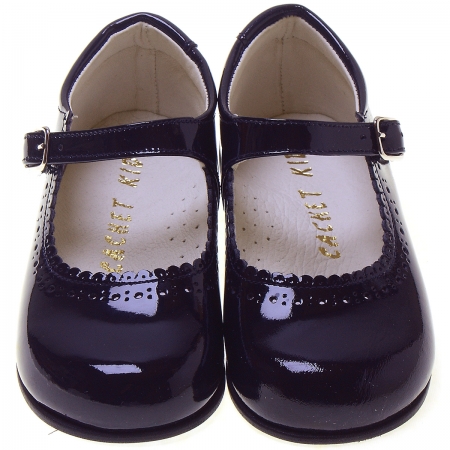 Toddler Girls Navy Patent Mary Jane Shoes Scallop Edge #4