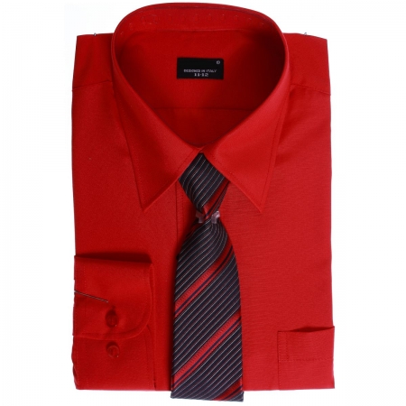 High Quality Boys Red Shirt And Tie Set For Formal Occasions