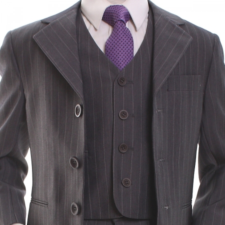 Boys grey pinstripe three piece suit #2