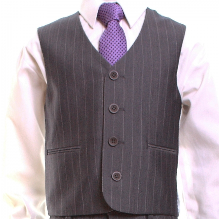 Boys grey pinstripe three piece suit #4