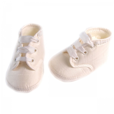 Little Darlings baby boys ivory christening shoes 100% silk