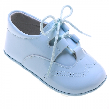 Baby Boys Blue Patent Brogue Style Pram Shoes