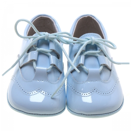 Baby Boys Blue Patent Brogue Style Pram Shoes #2