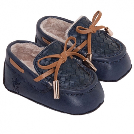 Mayoral Baby Boys Navy Moccasins Leatherette Pram Shoes