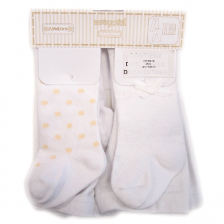 Two pairs Mayoral baby girls tights in white