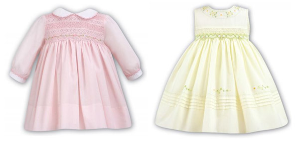 Picture of Smocked Baby Pink Dress Pink and green Embroideries By Sarah Louise 9022 pink dress