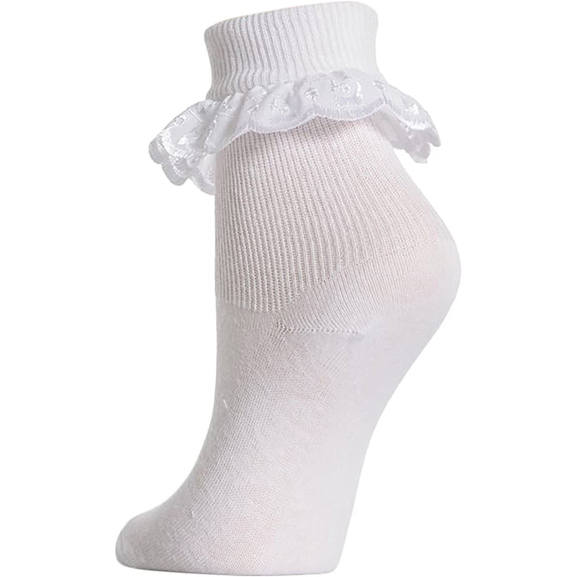 thumbnail interactive-video image 1 of Girls White Frilly Lace Socks – Size 6-8.5 (2-3 Years), Unbranded 1 of 5
