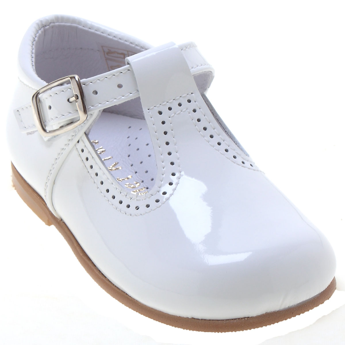 Toddlers Baby White Patent T Bar Shoes 