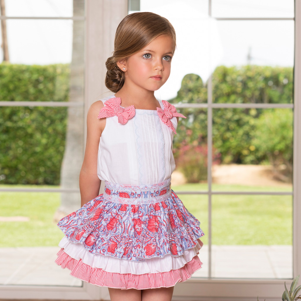 white ruffle skirt set