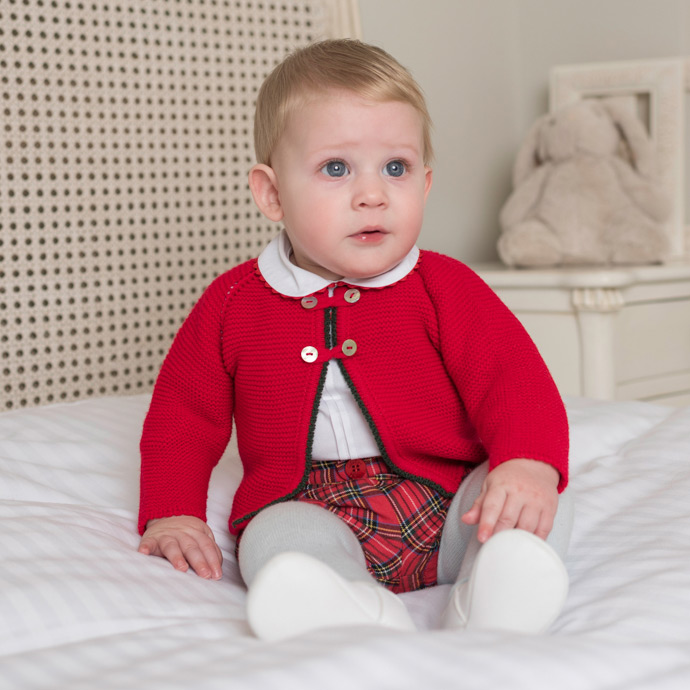 baby boy red tartan outfit