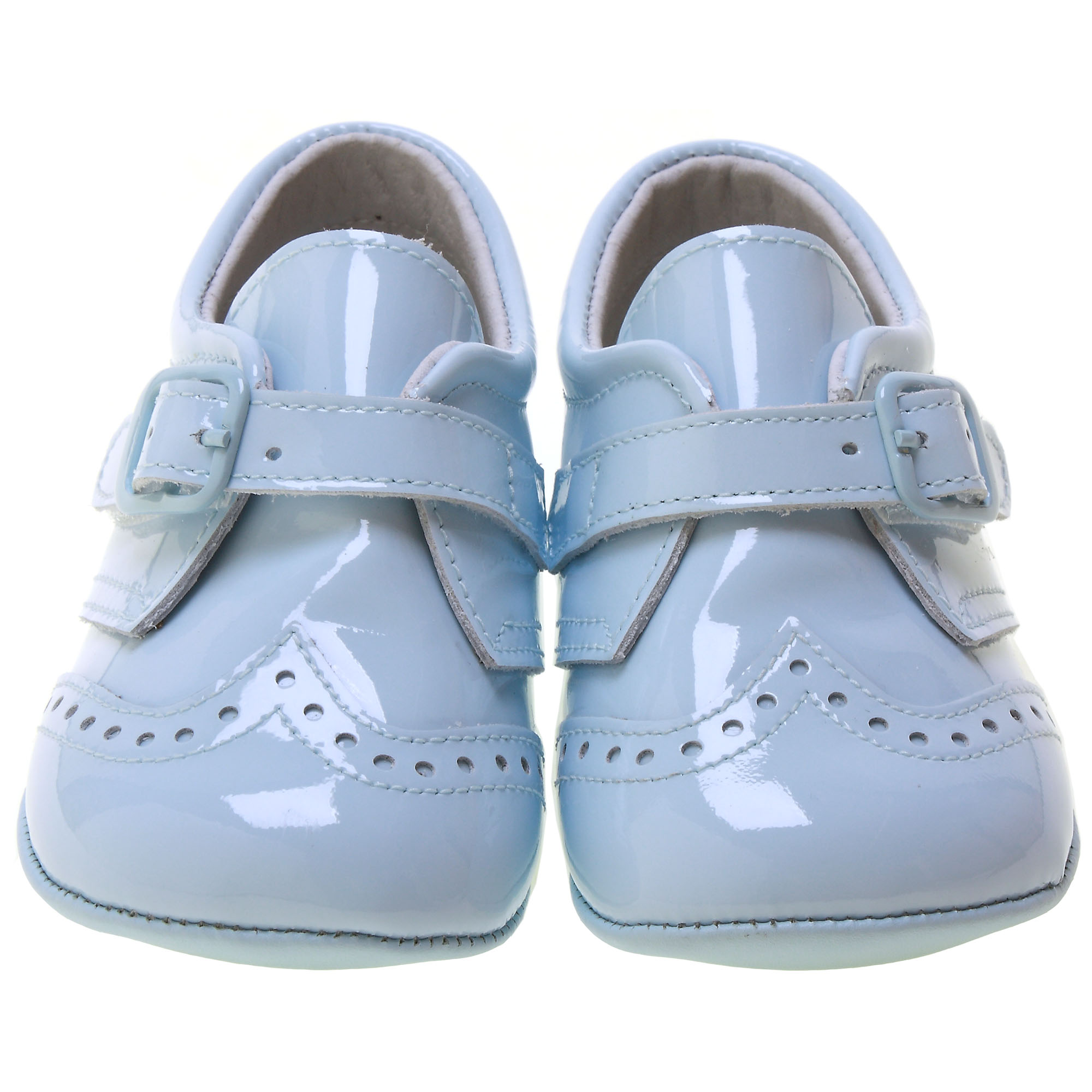 Baby Boy Blue Patent Brogue Pram Shoes | Cachet Kids