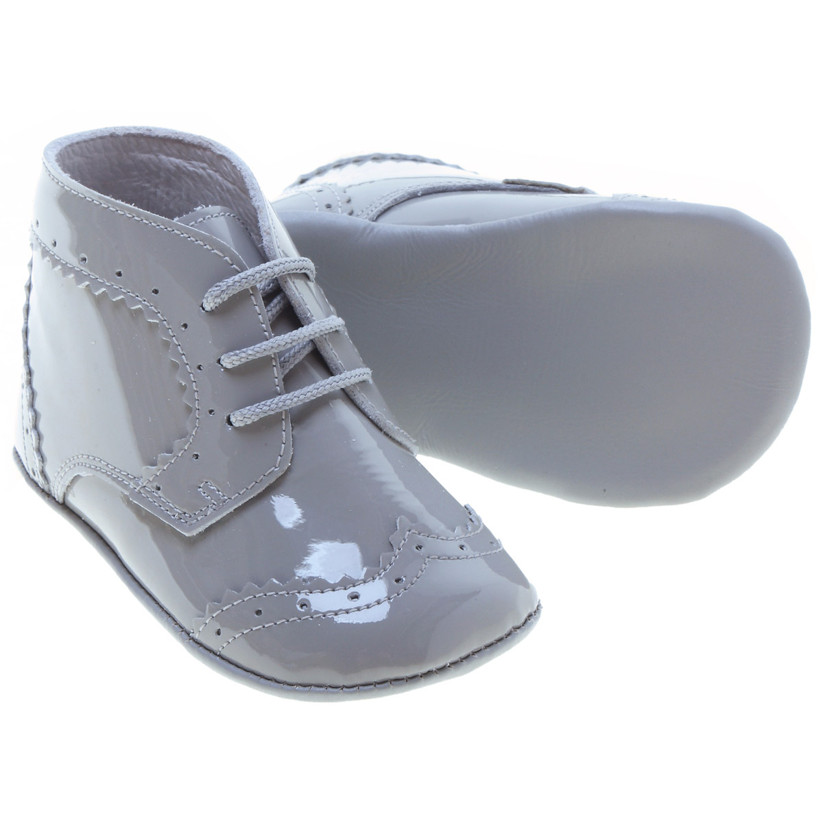 Baby Boys Light Grey Or Ice Grey Shoes In Patent Leather