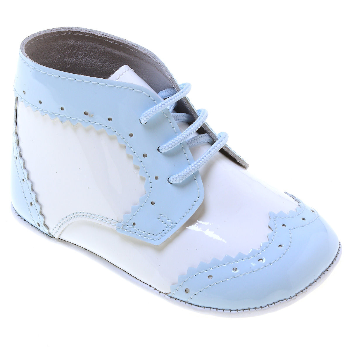 Beautiful Baby Boys Blue White Patent Shoes | Cachet Kids