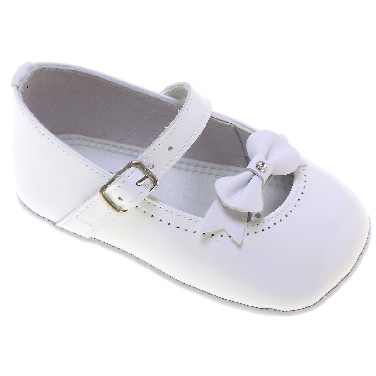 Baby Girls White Patent Shoes Bow 