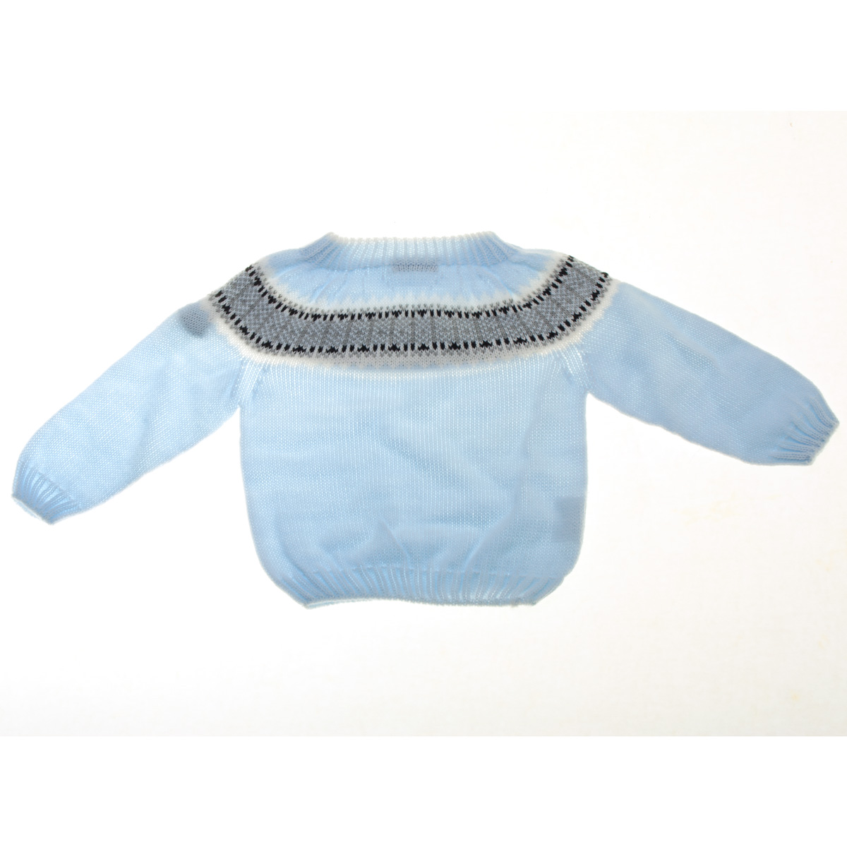 Baby boys cotton blue knitted top and footed trousers set from Spanish
