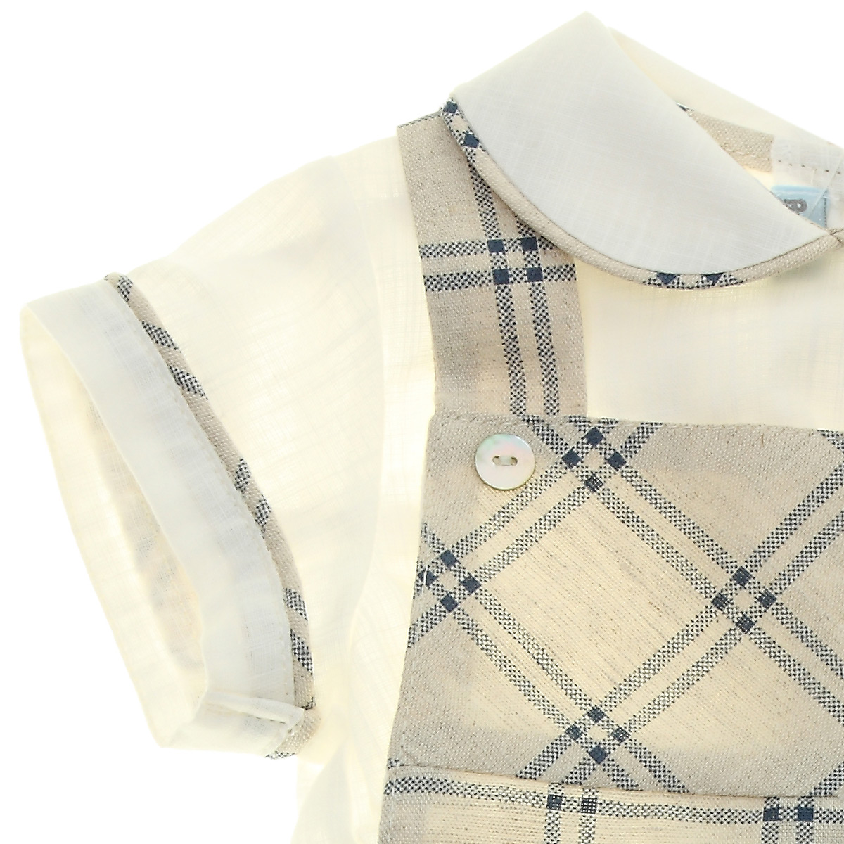 2019 Spring Summer Spanish Popys Baby Boys Ivory Linen 2 Piece Set With