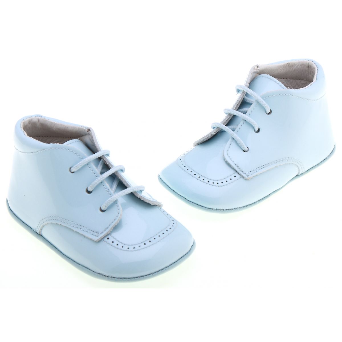 Baby Boys Blue Patent Shoes with Shoe Laces | Cachet Kids