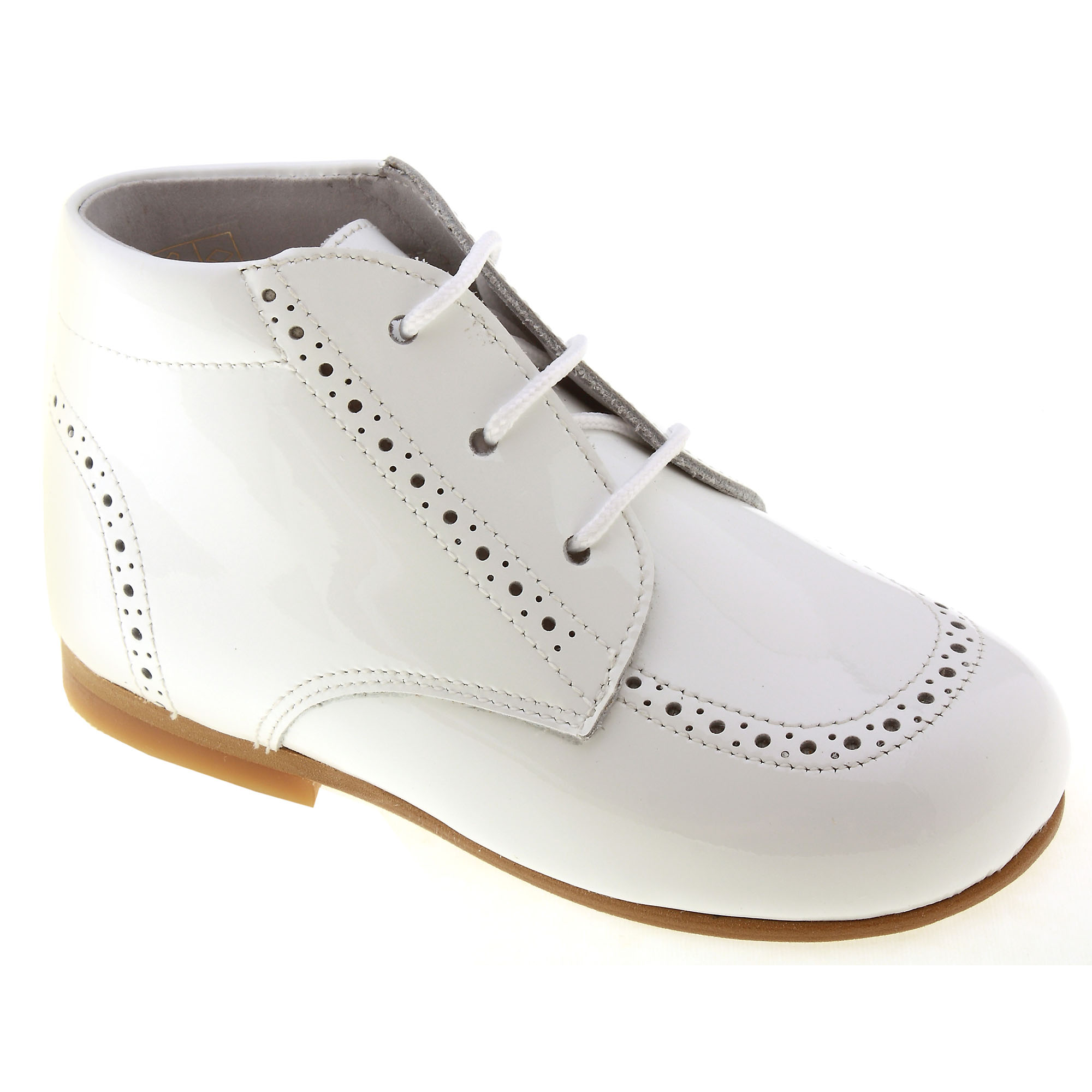 Baby And Toddler Boys White Patent Shoes Lace Up High ...