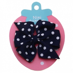 Navy White Polka Dots Boutique Bow Large Grosgain Ribbon
