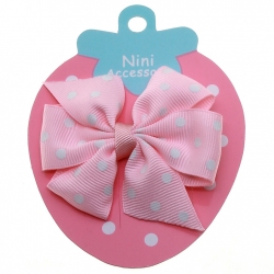 Pink White Polka Dots Boutique Bow Large Grosgain Ribbon