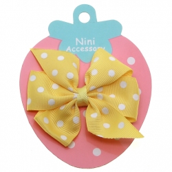Lemon Yellow Polka Dots Boutique Bow Large Grosgain Ribbon