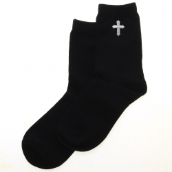 Boys Black Communion Socks Silver Cross