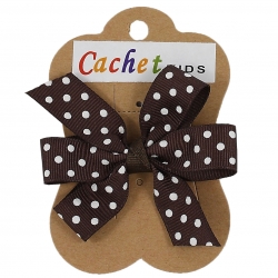 Brown White Polka Dots Boutique Bow