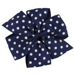 Large Navy White Polka Dots Bow