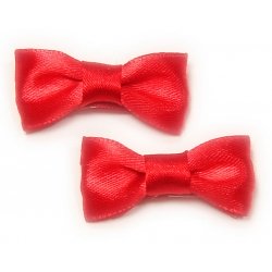 Pair of hair clips with bow in red