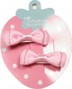 Pair of pink hair bow with crocodile clips