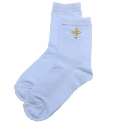 Boys Blue Communion Socks With A Gold Cross